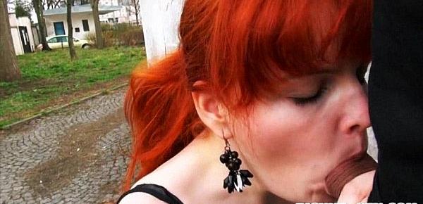  Amateur redhead Eurobabe Florence anal fucked for money